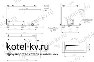 Чертеж котла КВр-0.93 без дымососа